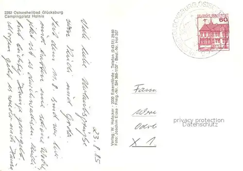 AK / Ansichtskarte Gluecksburg_Ostseebad Campingplatz Holnis Gluecksburg_Ostseebad