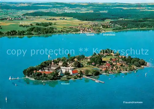 AK / Ansichtskarte Fraueninsel_Chiemsee Fliegeraufnahme mit Kloster Frauenwoerth Fraueninsel Chiemsee