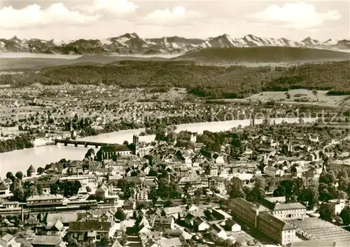 AK / Ansichtskarte Saeckingen_Rhein Fliegeraufnahme mit Schweizer Alpen Saeckingen Rhein