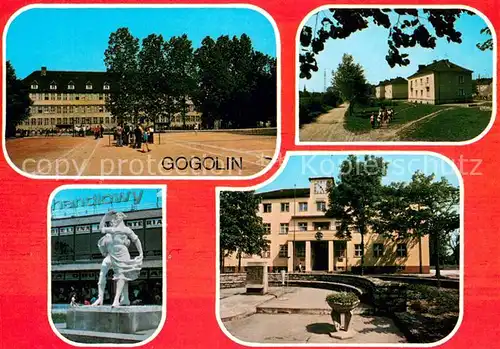 AK / Ansichtskarte Gogolin Schulen Wohnsiedlung Skulptur Denkmal Rathaus 