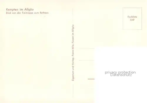 AK / Ansichtskarte Kempten_Allgaeu Blick von der Freitreppe zum Rathaus Kempten Allgaeu