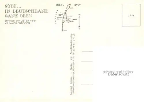 AK / Ansichtskarte Sylt Lister Hafen mit Ellbogen Fliegeraufnahme Sylt