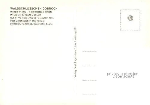 AK / Ansichtskarte Wingst Waldschloesschen Dobrock Hotel Restaurant Fliegeraufnahme Wingst