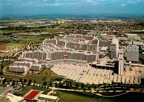 AK / Ansichtskarte Muenchen Blick vom Olympiaturm auf Olympisches Dorf Muenchen