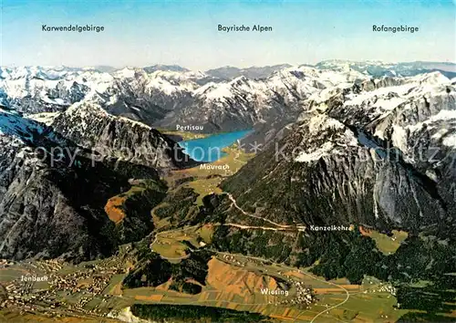 AK / Ansichtskarte Maurach_Achensee Fliegeraufnahme mit Jenbach Wiesing Kanzelkehre Pertisau Karwendel Bayrische Alpen Rofangebirge Maurach Achensee