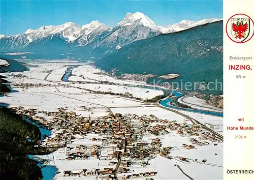 AK / Ansichtskarte Inzing_Tirol Fliegeraufnahme mit Hohe Munde Inzing Tirol