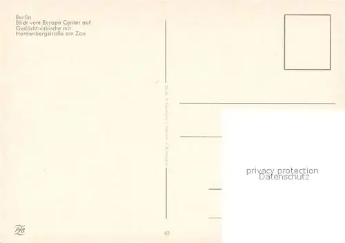 AK / Ansichtskarte Berlin Blick vom Europa Center auf Gedaechtniskirche mit Hardenbergstrasse am Zoo Berlin