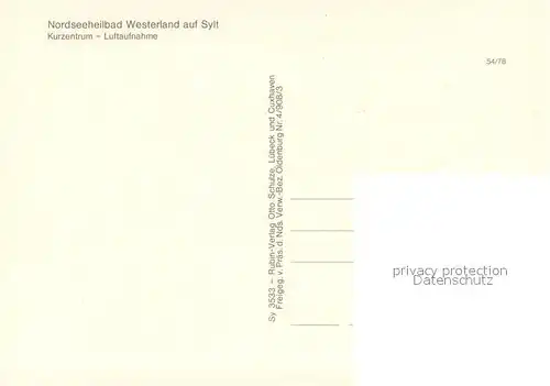 AK / Ansichtskarte Westerland_Sylt Kurzentrum Fliegeraufnahme Westerland_Sylt