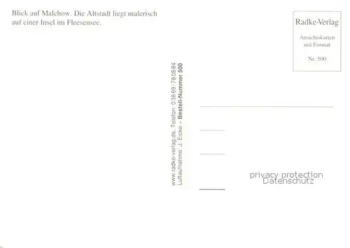 AK / Ansichtskarte Malchow Fliegeraufnahme mit Fleesensee Malchow