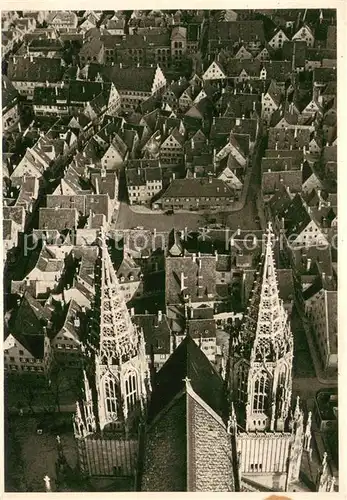 AK / Ansichtskarte Ulm_Donau Chortuerme des Muensters und Altstadt Fliegeraufnahme Ulm_Donau
