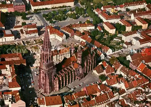 AK / Ansichtskarte Freiburg_Breisgau Fliegeraufnahme mit Muenster Freiburg Breisgau