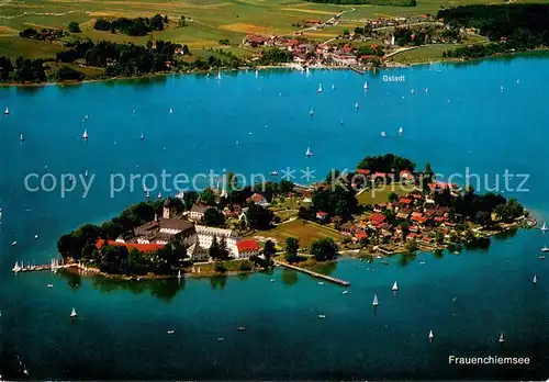 AK / Ansichtskarte Fraueninsel_Chiemsee Fliegeraufnahme mit Kloster Frauenwoerth Fraueninsel Chiemsee