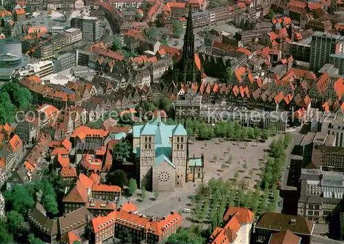 AK / Ansichtskarte Muenster_Westfalen Innenstadt mit Dom und St Lamberti Kirche Fliegeraufnahme Muenster_Westfalen