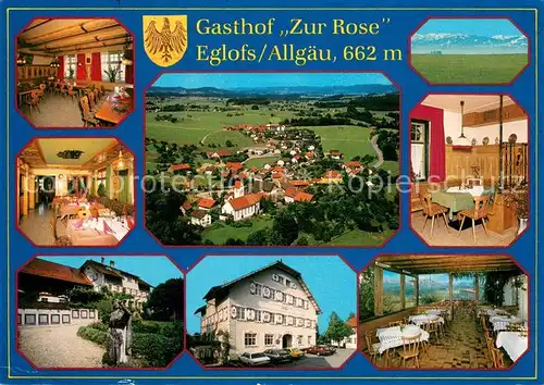 AK / Ansichtskarte Eglofs_Woringen Gasthof Zur Rose Gastraeume Fliegeraufnahme Eglofs Woringen