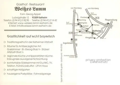 AK / Ansichtskarte Kelheim Befreiungshalle Donaudurchbruch Gasthof Weisses Lamm St Georg Stubn  Kelheim