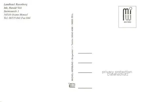 AK / Ansichtskarte Osann Monzel Landhotel Rosenberg Panorama Hallenbad Osann Monzel