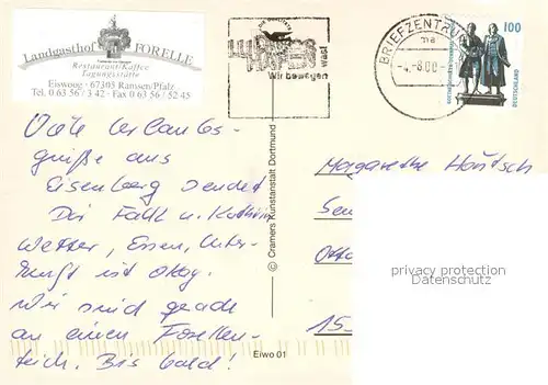 AK / Ansichtskarte Ramsen_Pfalz Landgasthof Forelle Ramsen Pfalz