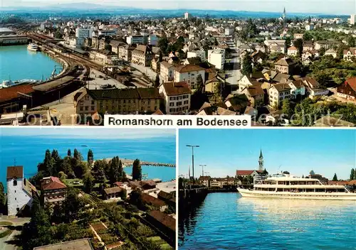 AK / Ansichtskarte Romanshorn_Bodensee Fliegeraufnahmen Fahrgastschiff Romanshorn Bodensee