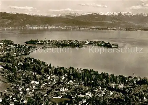 AK / Ansichtskarte Lindau_Bodensee Fliegeraufnahme mit Bad Schachen und Bregenzerwald Lindau Bodensee