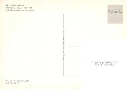 AK / Ansichtskarte Neresheim Abtei Neresheim Abteikirche Neresheim