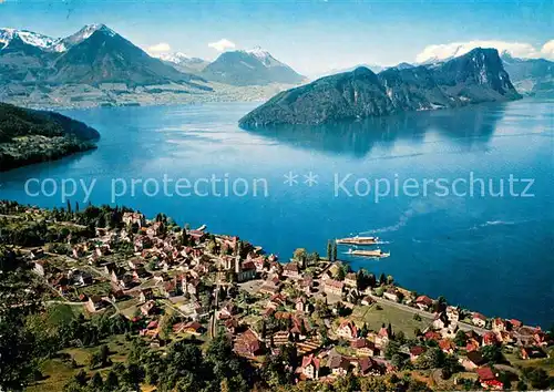 AK / Ansichtskarte Vitznau_Vierwaldstaettersee mit Buochser Horn Stanser Horn Buergenstock und Pilatus Fliegeraufnahme Vitznau