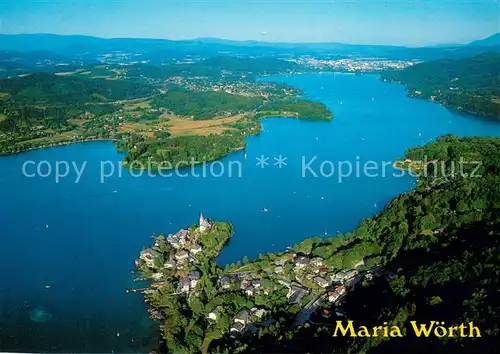 AK / Ansichtskarte Maria_Woerth_Woerthersee Fliegeraufnahme mit Wallfahrtskirche Maria Woerth Maria_Woerth_Woerthersee