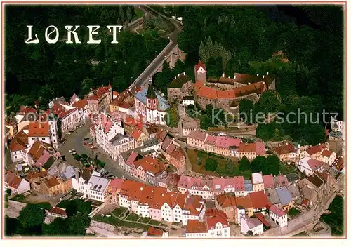 AK / Ansichtskarte Loket Letecky pohled na mesto s hradem Loket
