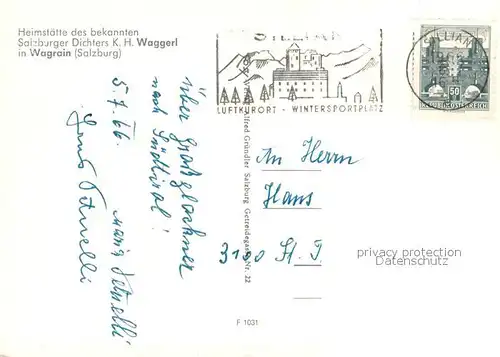 AK / Ansichtskarte Wagrain_Salzburg Heimstaette des Dichters K. H. Waggerl Wagrain Salzburg