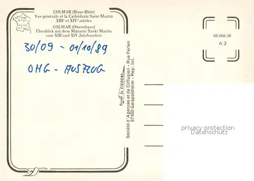 AK / Ansichtskarte Colmar_Haut_Rhin_Elsass Vue generale et la Cathedrale Saint Martin vue aerienne Colmar_Haut_Rhin_Elsass