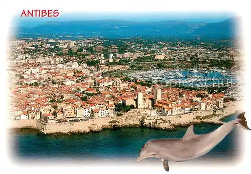 AK / Ansichtskarte Antibes_Alpes_Maritimes Vue aerienne de la ville et des remparts Port Vauban Dauphin Antibes_Alpes_Maritimes