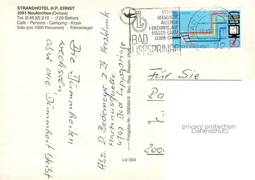 AK / Ansichtskarte Neukirchen_Oldenburg Strandhotel Ernst Campingplatz Fliegeraufnahme Neukirchen Oldenburg