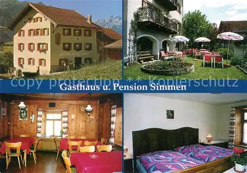 AK / Ansichtskarte Alvaneu_Dorf Gasthaus Pension Simmen Gartenterrasse Gaststube Zimmer Alvaneu Dorf