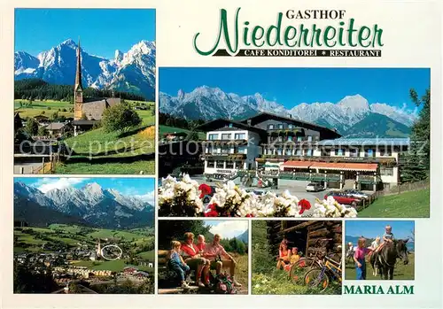 AK / Ansichtskarte Maria_Alm_Steinernen_Meer Gasthof Niederreiter Kirche Panorama Motive Maria_Alm_Steinernen_Meer