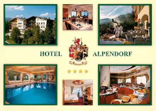 AK / Ansichtskarte Sankt_Johann_Tirol Hotel Alpendorf Terrasse Hallenbad Zimmer Fruehstueckbuffet Sankt_Johann_Tirol