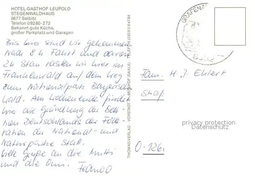 AK / Ansichtskarte Selbitz_Oberfranken Hotel Gasthof Leupold Stegenwaldhaus Gastraeume Selbitz Oberfranken