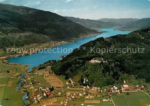 AK / Ansichtskarte Ossiachersee Fliegeraufnahme mit Ruine Landskron Ossiachersee
