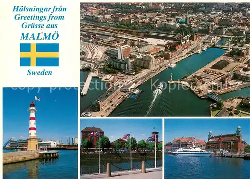 AK / Ansichtskarte Malmoe Fliegeraufnahme Leuchtturm Schiffslandeplatz Malmoe