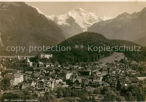 AK / Ansichtskarte Interlaken_BE Fliegeraufnahme mit Jungfrau Interlaken_BE