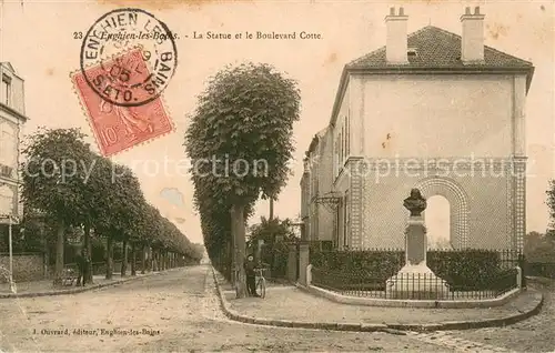 AK / Ansichtskarte Enghien les Bains La Statue et le Boulevard Cotte Enghien les Bains
