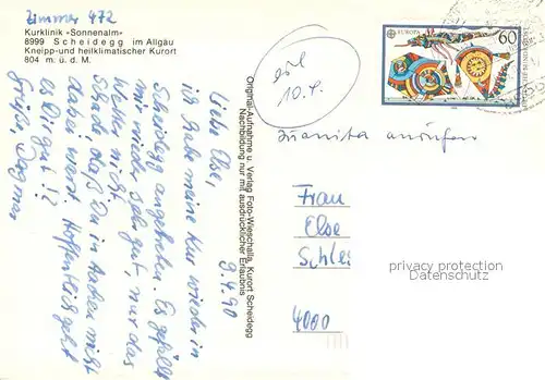 AK / Ansichtskarte Scheidegg_Allgaeu Kurklinik Sonnenalm Scheidegg Allgaeu
