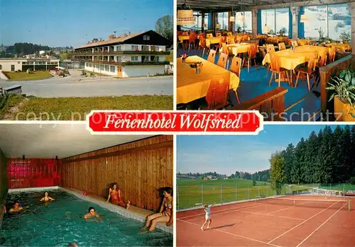 AK / Ansichtskarte Wolfsried_Buflings Hotel Restaurant Wolfsried Hallenbad Tennisplatz Wolfsried Buflings
