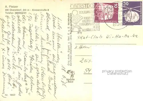 AK / Ansichtskarte Oberstdorf Ferienappartements Haus Pletzer Haus Kratzerblick Oberstdorf