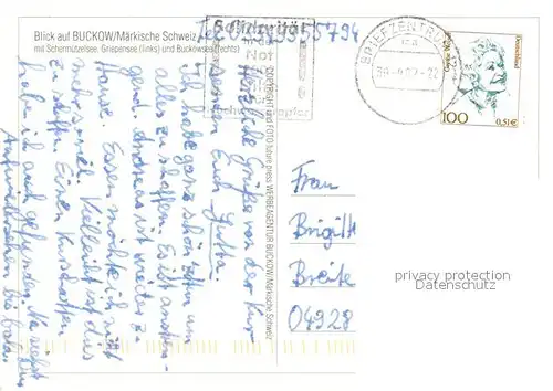 AK / Ansichtskarte Buckow_Maerkische_Schweiz Schermuetzelsee Griepensee Buckowsee Fliegeraufnahme Buckow_Maerkische_Schweiz