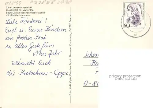 AK / Ansichtskarte Ostritz Zisterzienserinnenabtei Klosterstift St. Marienthal Fliegeraufnahme Ostritz
