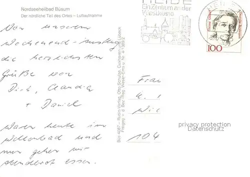 AK / Ansichtskarte Buesum_Nordseebad Noerdliche Teil des Ortes Fliegeraufnahme Buesum_Nordseebad