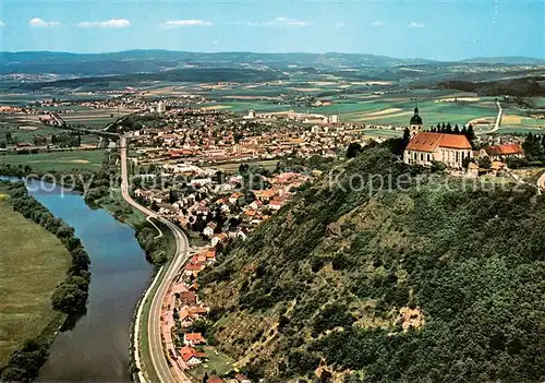 AK / Ansichtskarte Bogen_Niederbayern Wallfahrtskirche Bogenberg ueber der Donau Fliegeraufnahme Bogen Niederbayern