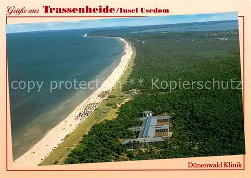 AK / Ansichtskarte Trassenheide_Usedom Duenenwald Klinik Fliegeraufnahme Trassenheide Usedom