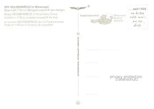 AK / Ansichtskarte Heiligenkreuz_Niederoesterreich Stift Heiligenkreuz im Wienerwald Fliegeraufnahme Heiligenkreuz