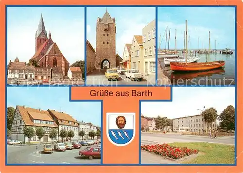 AK / Ansichtskarte Barth Kirche Dammtor Hafen Marktplatz Platz der Freiheit Barth