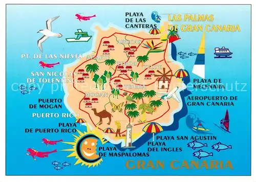 AK / Ansichtskarte Gran_Canaria Landkarte Insel Gran Canaria